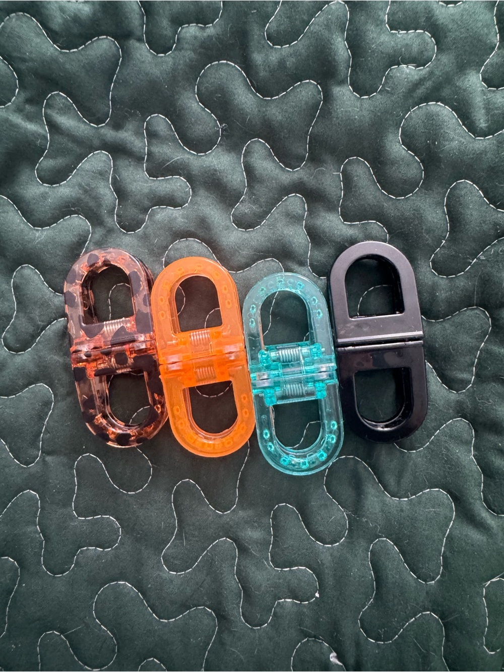 Magnetic Hair Clips 4-Pack for Women or Kids - Black, Orange, Leopard, Teal - Picture 5 of 5